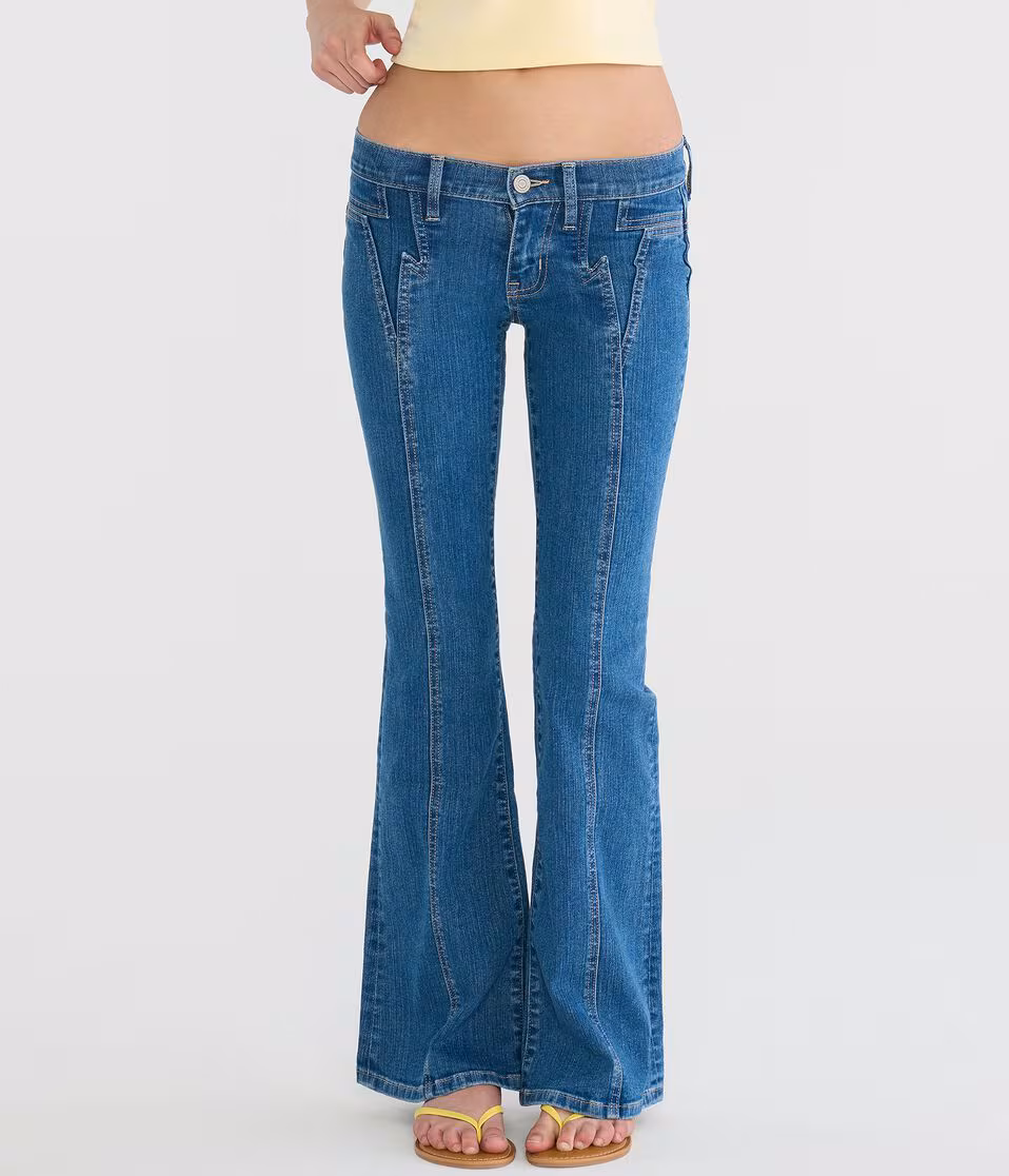 Super Low-Rise Flare Lightning Bolt Jean