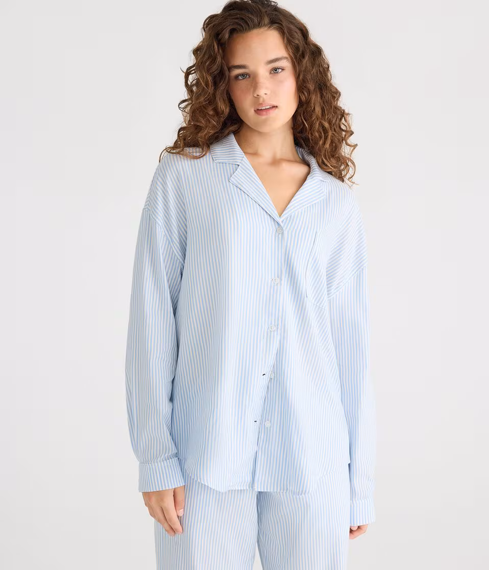 Long Sleeve Thin Stripe Sleep Shirt