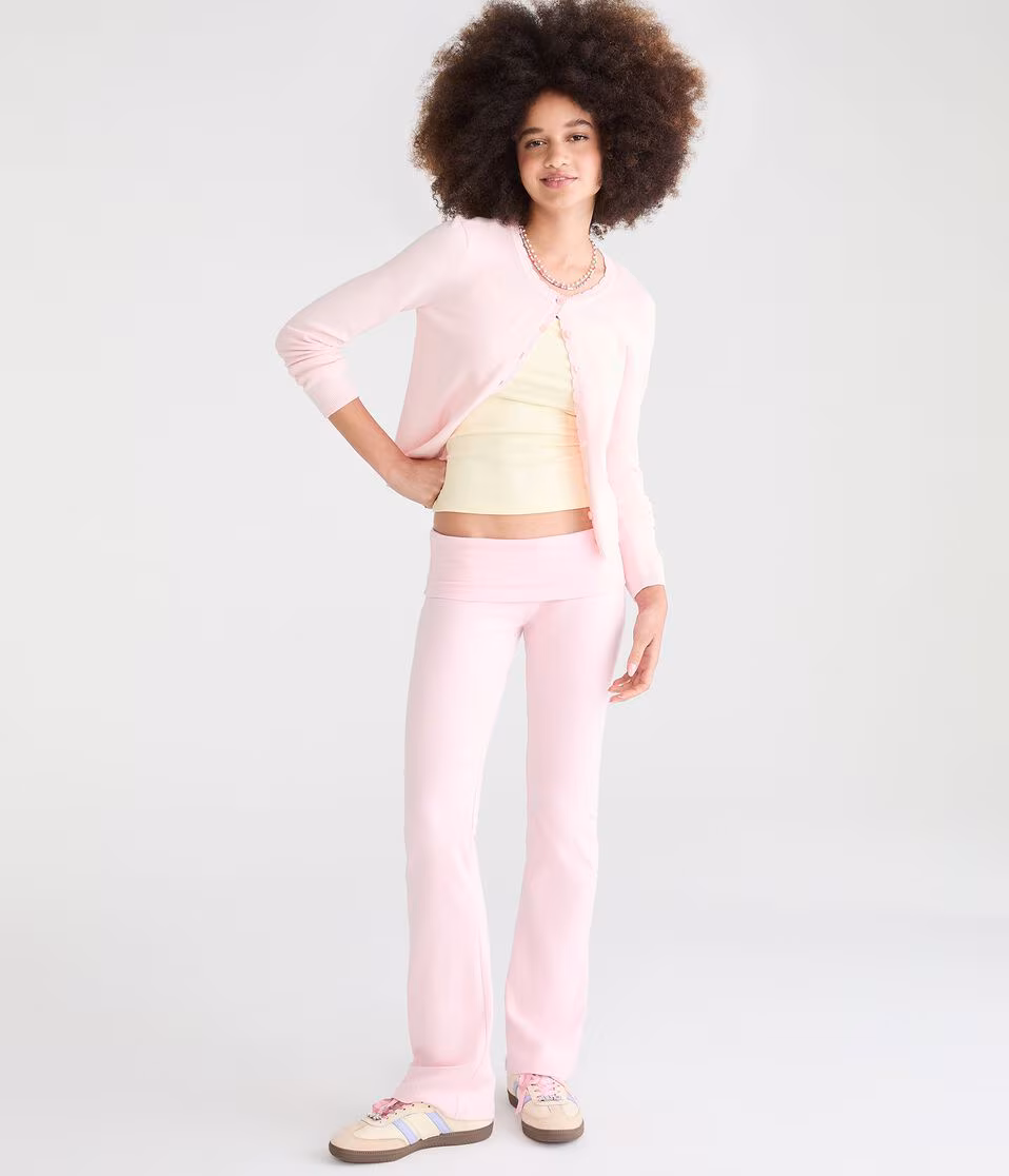 Mid-Rise Fold-Over Bootcut Pants